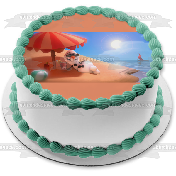 Frozen Olaf Sunny Beach Umbrella Edible Cake Topper Image ABPID04902