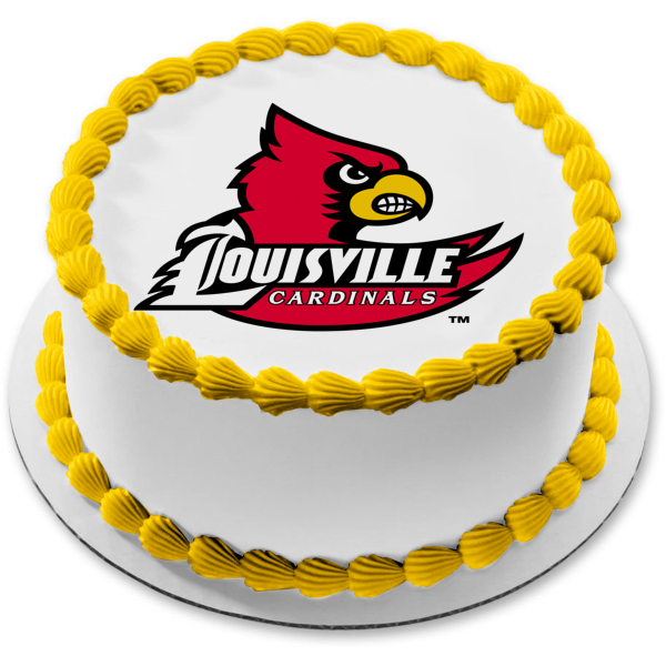 Louisville Cardinals Cards Logo University of Louisville NCAA College Sports Edible Cake Topper Image ABPID04947