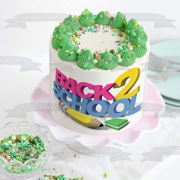 Back 2 School Pencil and Eraser Edible Cake Topper Image ABPID04848