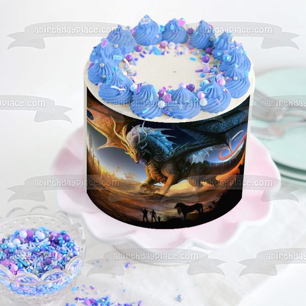 Fantasy Dragon Horse People Edible Cake Topper Image ABPID04849