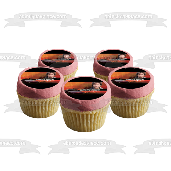 Knight Rider David Hasselhoff Car with a Red Background Edible Cake Topper Image ABPID04964