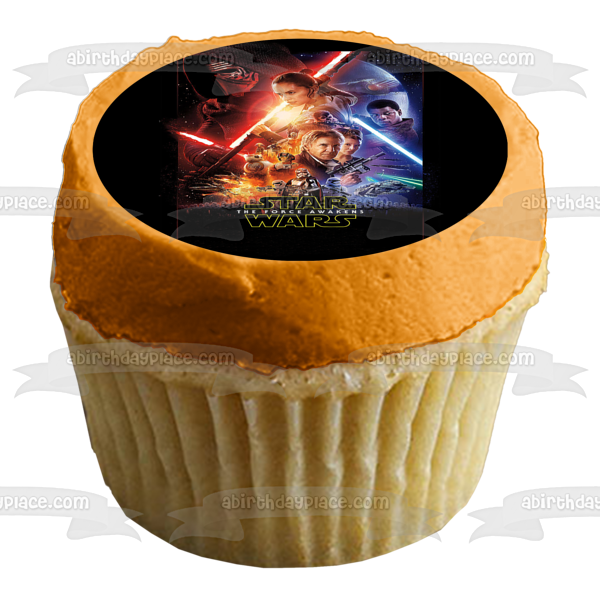 Star Wars the Force Awakens Movie Poster Edible Cake Topper Image ABPID04857