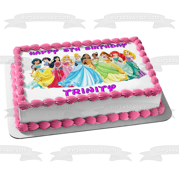 Princesses Ariel Belle Aurora Mulan and Jasmine Edible Cake Topper Image ABPID04888