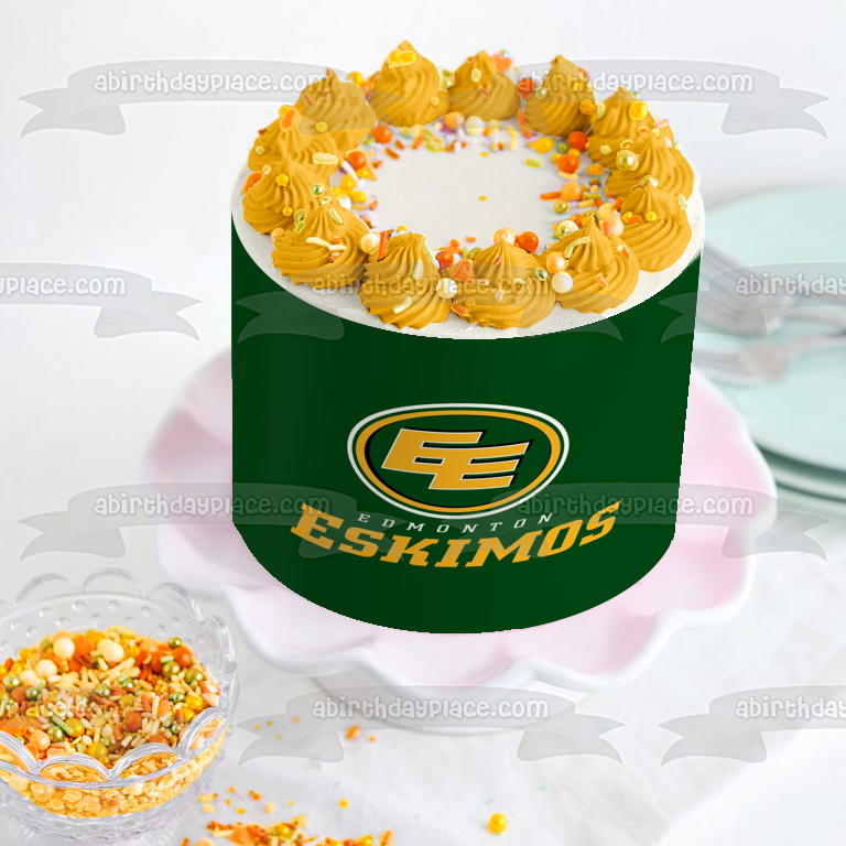 Edmonton Eskimos Logo Canadian Football League Edible Cake Topper Image ABPID05013