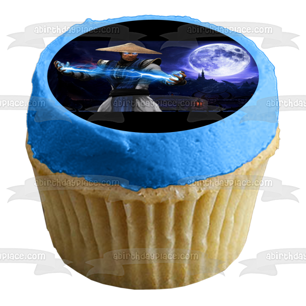 Mortal Kombat Raiden Lightning Moon In the Background Edible Cake Topper Image ABPID04897
