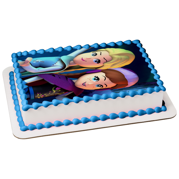 Frozen LEGO Anna and Elsa Edible Cake Topper Image ABPID05015