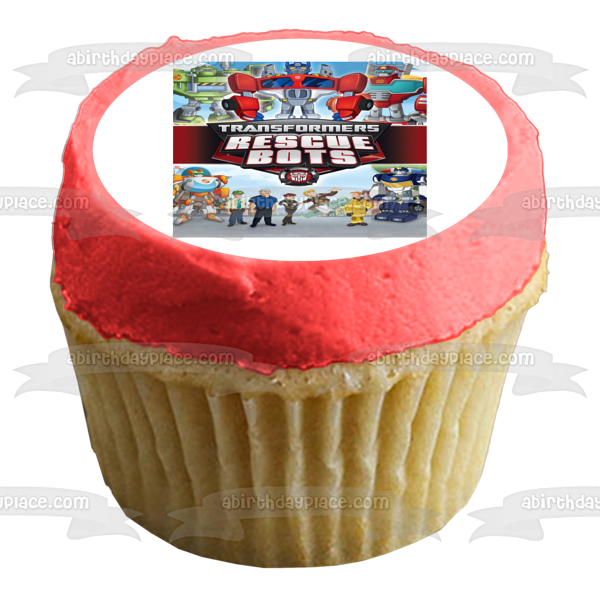 Transformers Rescue Bots Optimus Prime Boulder Blades Quickshadow and Chase Edible Cake Topper Image ABPID05023