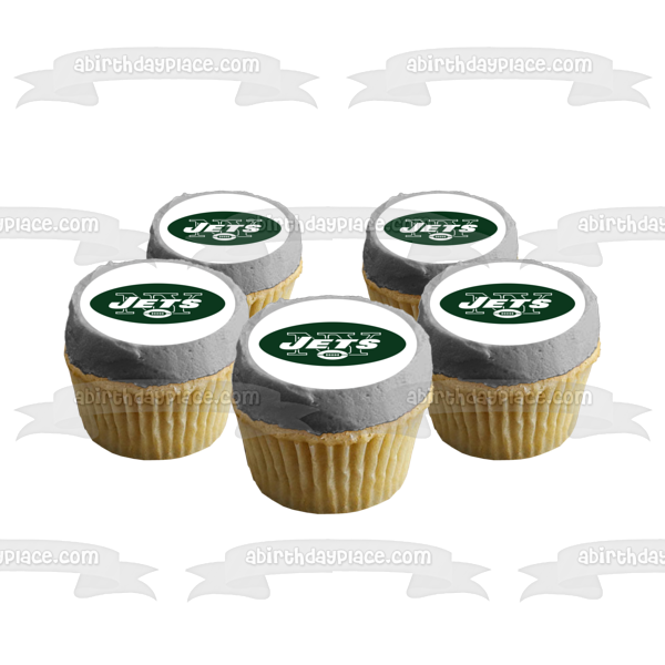 New York Jets Logo NFL and a Green Football Edible Cake Topper Image ABPID05113