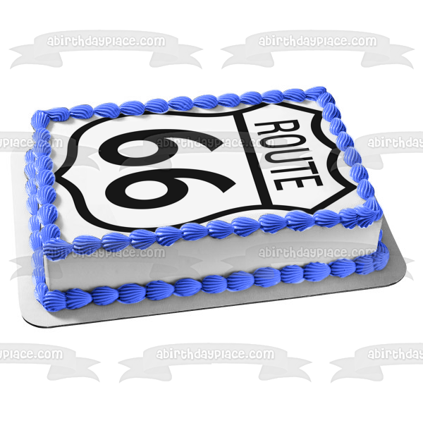 Route 66 Logo Black and White Edible Cake Topper Image ABPID05115