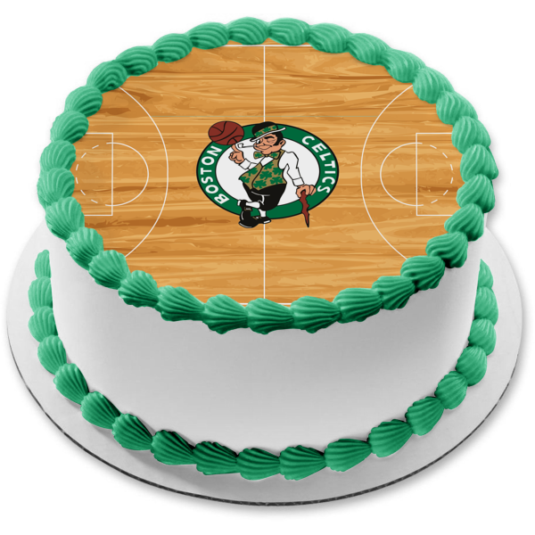 The Boston Celtics American Professional Basketball Team Logo Basketball Court Boston Massachusetts Edible Cake Topper Image ABPID04648