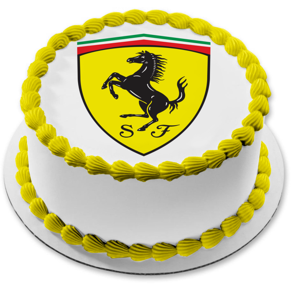 Ferrari Emblem Logo Horse Yellos Edible Cake Topper Image ABPID05046 – A  Birthday Place