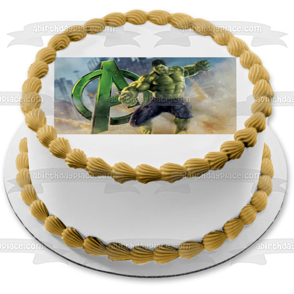 Avengers Logo The Hulk Edible Cake Topper Image ABPID05062