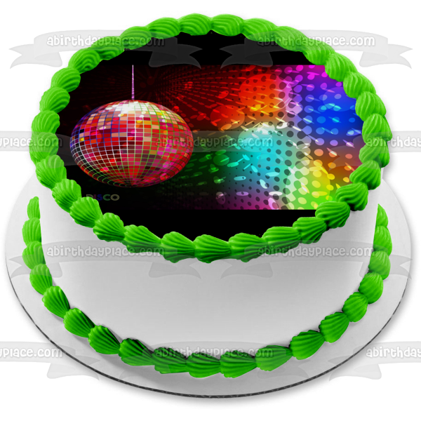 Disco Ball Colorful Background Edible Cake Topper Image ABPID05154