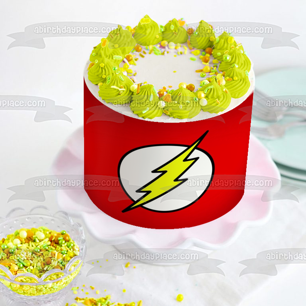 The Flash Logo Lightning Bolt Edible Cake Topper Image ABPID05068