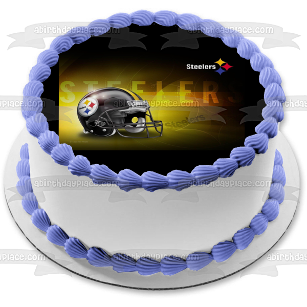 Pittsburgh Steelers Logo Helmet NFL Edible Cake Topper Image ABPID05162