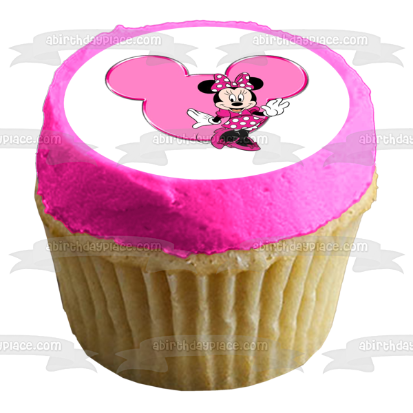 Minnie Mouse Pink Edible Cake Topper Image ABPID05072