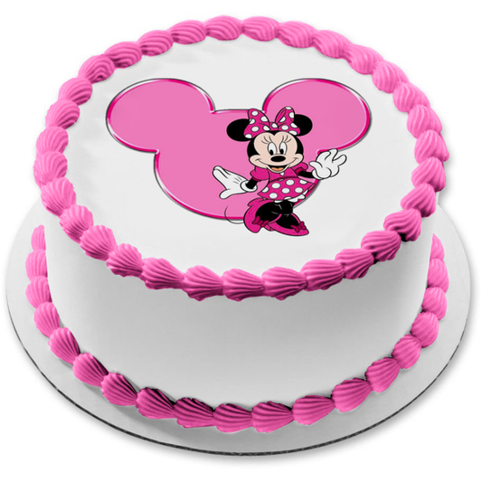 Minnie Mouse Pink Edible Cake Topper Image ABPID05072