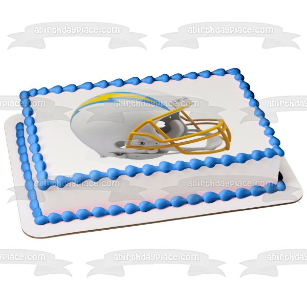 Los Angeles Chargers Football Helmet Edible Cake Topper Image ABPID55187