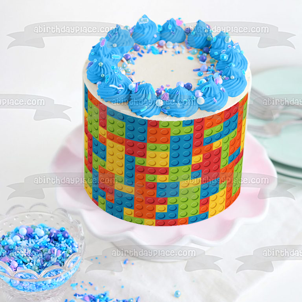 LEGO Base Building Block Pattern Edible Cake Topper Image ABPID05082