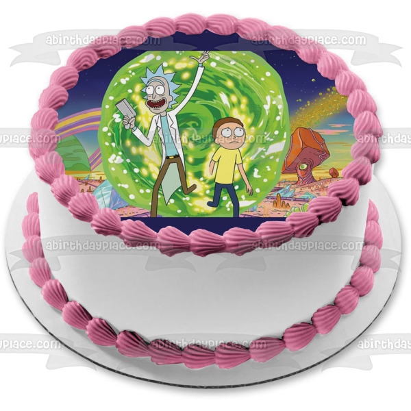 Rick and Morty Rick Sanchez and Morty Smith Rocket League Edible Cake Topper Image ABPID05084