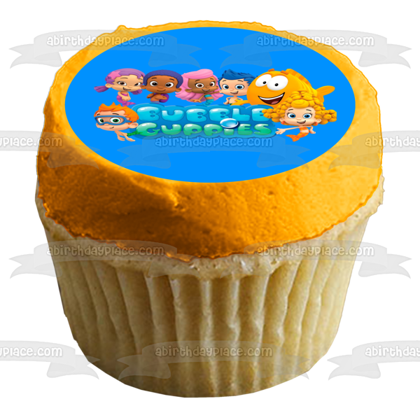 Bubble Guppies Logo Log Gil Molly Deema Goby Oona and Nonny Edible Cake Topper Image ABPID05086