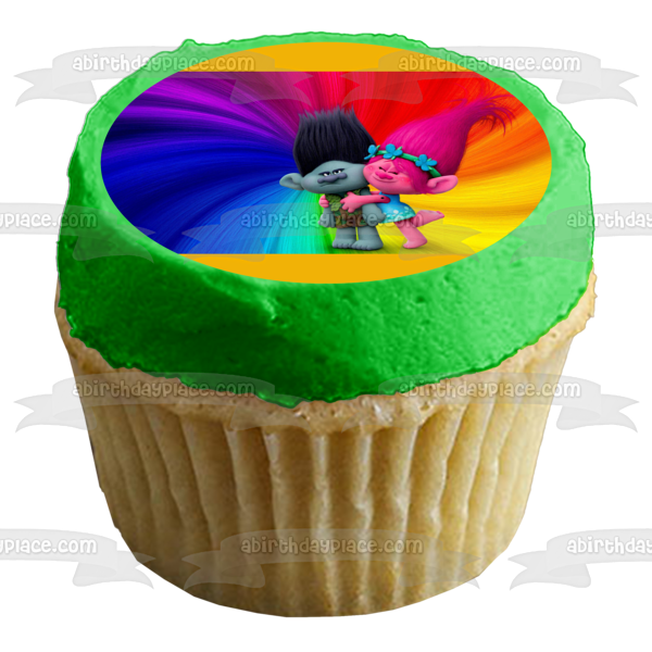 Trolls Party Princess Poppy and Branch Edible Cake Topper Image ABPID05236