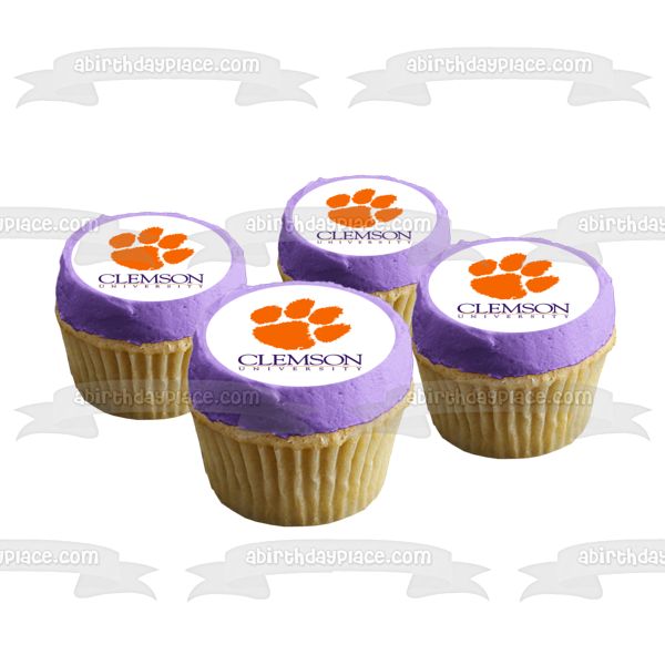 Clemson University Tiger Paw Logo Edible Cake Topper Image ABPID05317