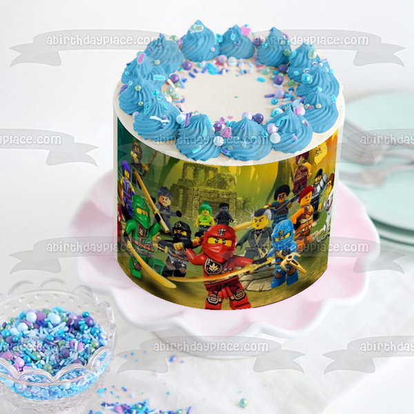 Ninjago Logo Kai Zane Cole and Jay Edible Cake Topper Image ABPID05254