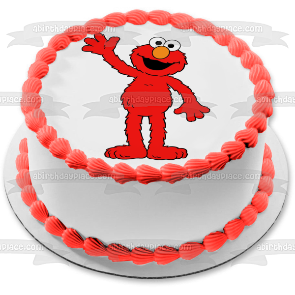 Sesame Street Elmo Waving Edible Cake Topper Image ABPID05260