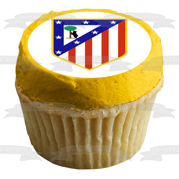 Atletico Madrid Logo Flag Stars Tree and a Dog Edible Cake Topper Image ABPID05262