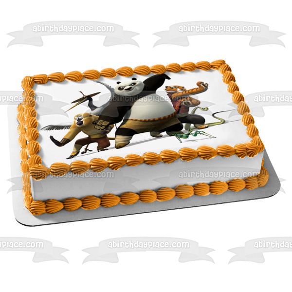 Kung Fu Panda Po Tigress Viper Mantis Monkey and Crane Edible Cake Topper Image ABPID05358