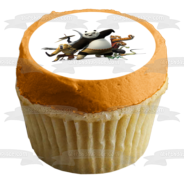 Kung Fu Panda Po Tigress Viper Mantis Monkey and Crane Edible Cake Topper Image ABPID05358