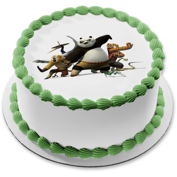 Kung Fu Panda Po Tigress Viper Mantis Monkey and Crane Edible Cake Topper Image ABPID05358