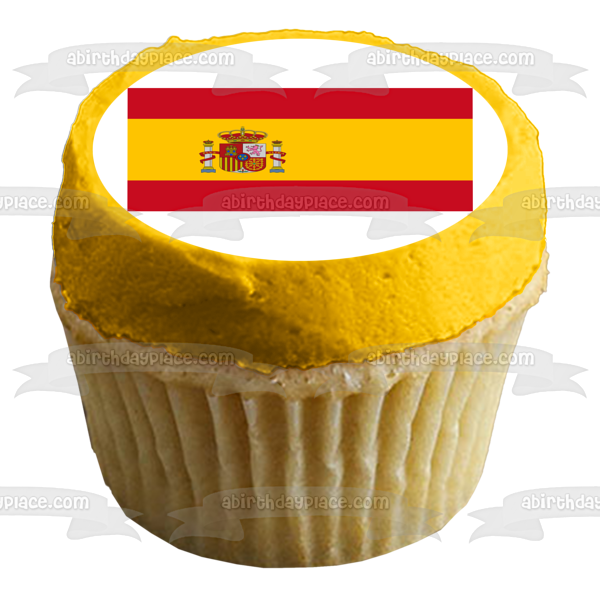 Spain Flag Crown Rojigualda Pillars Edible Cake Topper Image ABPID05294