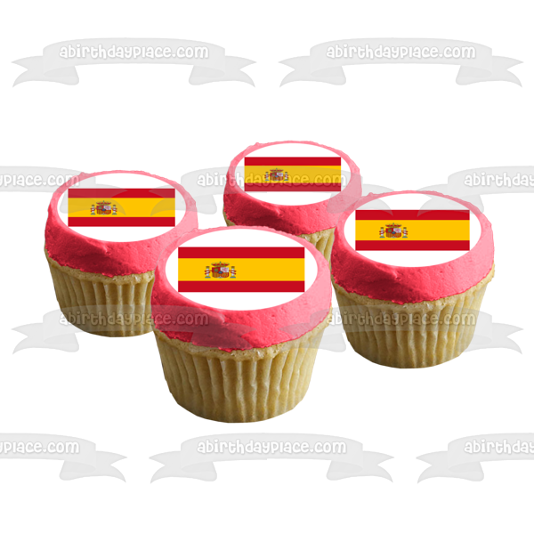 Spain Flag Crown Rojigualda Pillars Edible Cake Topper Image ABPID05294