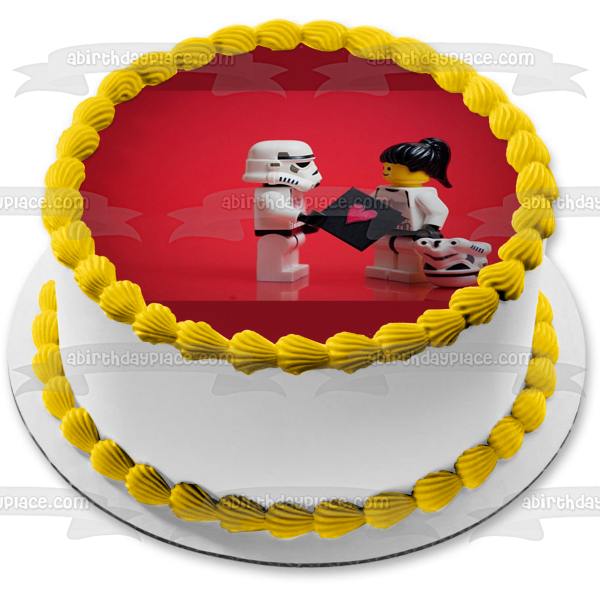 LEGO Star Wars Storm Troomer Love Note Edible Cake Topper Image ABPID05298