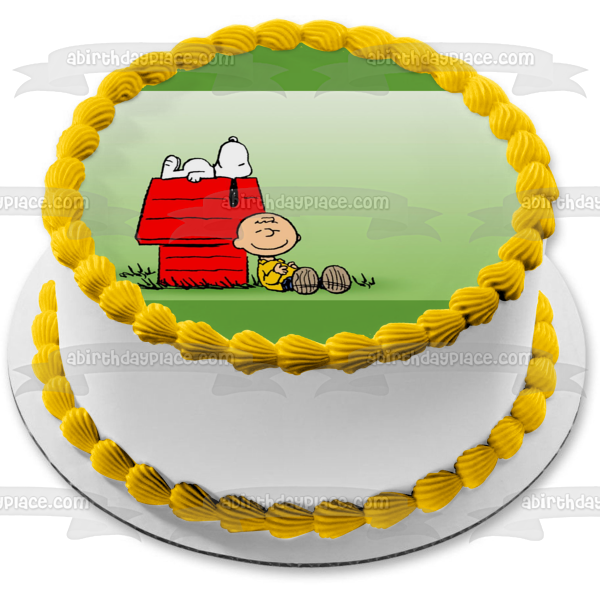 Peanuts Charlie Brown Snoopy and the Dog House Edible Cake Topper Image ABPID05299