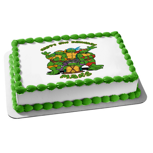 Tortugas Ninja Mutantes Adolescentes Donatello Michaelangelo Leonardo y Raphael Tmnt Imagen comestible para decoración de tarta ABPID05504 