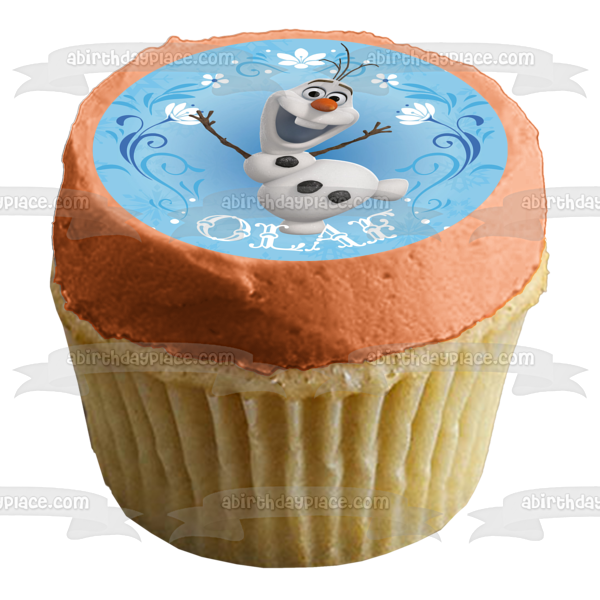 Frozen Olaf and Flowers Edible Cake Topper Image ABPID05533