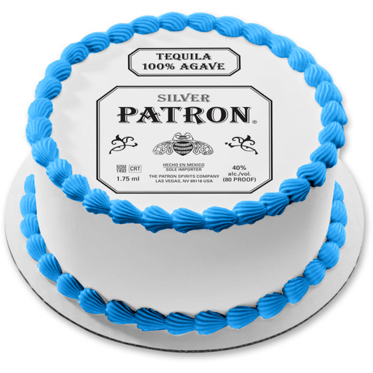 Silver Patron Tequila Agave Logo Edible Cake Topper Image ABPID05537