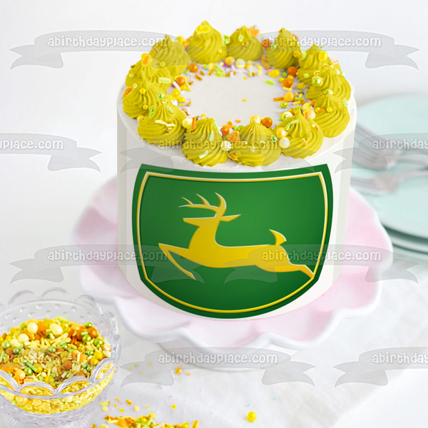 John Deere Logo Yellow Deer Edible Cake Topper Image ABPID05538
