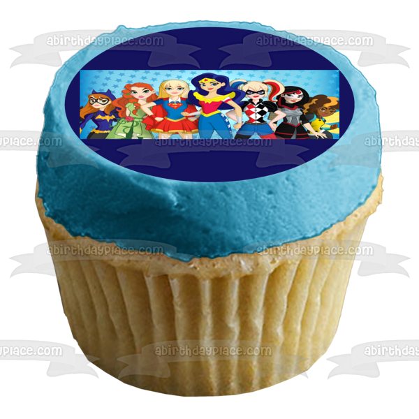 Superhero Girls Harley Quinn Wonder Woman Bat Woman Edible Cake Topper Image ABPID05411