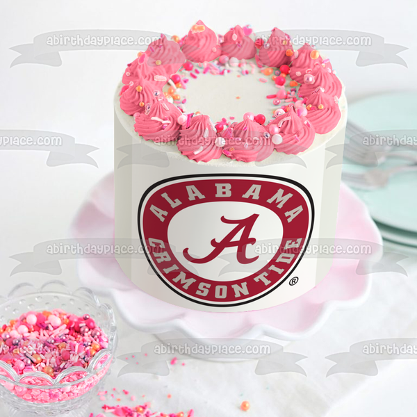 Alabama Crimson Tide Logo College Sports Edible Cake Topper Image ABPID05413