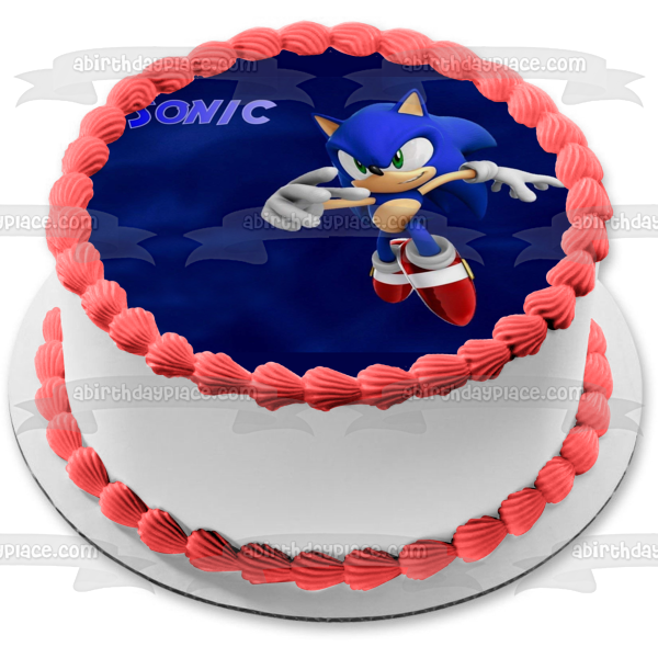 Sonic the Hedgehog with a Blue Background Edible Cake Topper Image ABPID05553