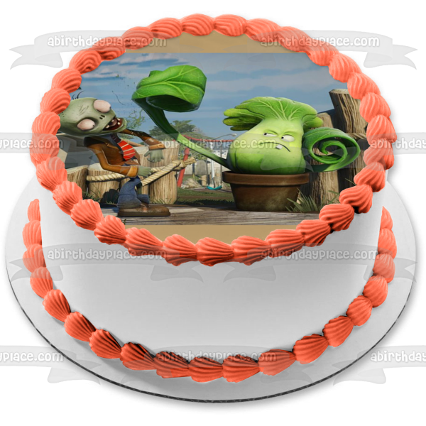 Plants Vs Zombie Bonk Choy and Zombies Edible Cake Topper Image ABPID05561