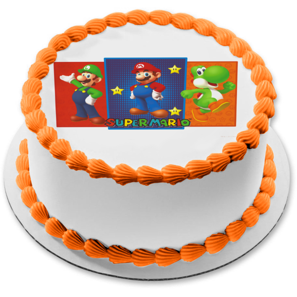 Super Mario Cake Topper Decoration Round Circle Personalised Edible Icing