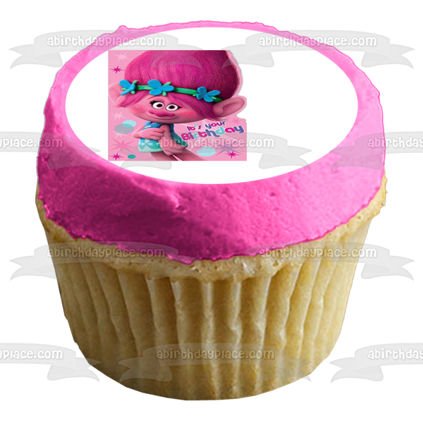 Trolls Princess Poppy Happy Birthday Edible Cake Topper Image ABPID05579