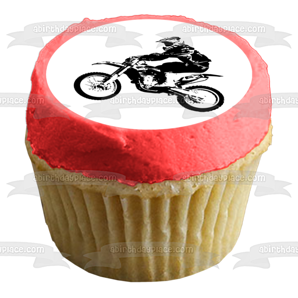 Motocross Bike BMX Black and White Edible Cake Topper Image ABPID05443