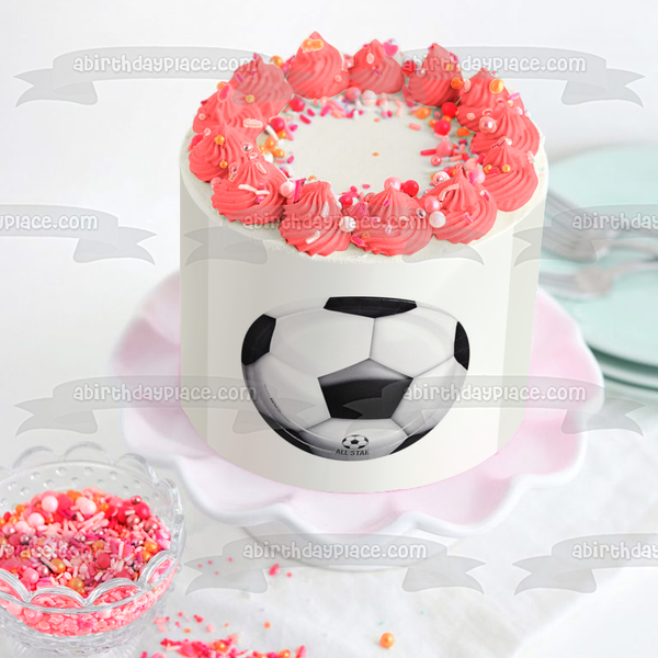 All Star Soccer Ball Edible Cake Topper Image ABPID05593