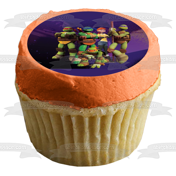 Teenage Mutant Ninja Turtles Donatello Michaelangelo Leonardo Raphael Tmnt and April O'Neil Edible Cake Topper Image ABPID05610